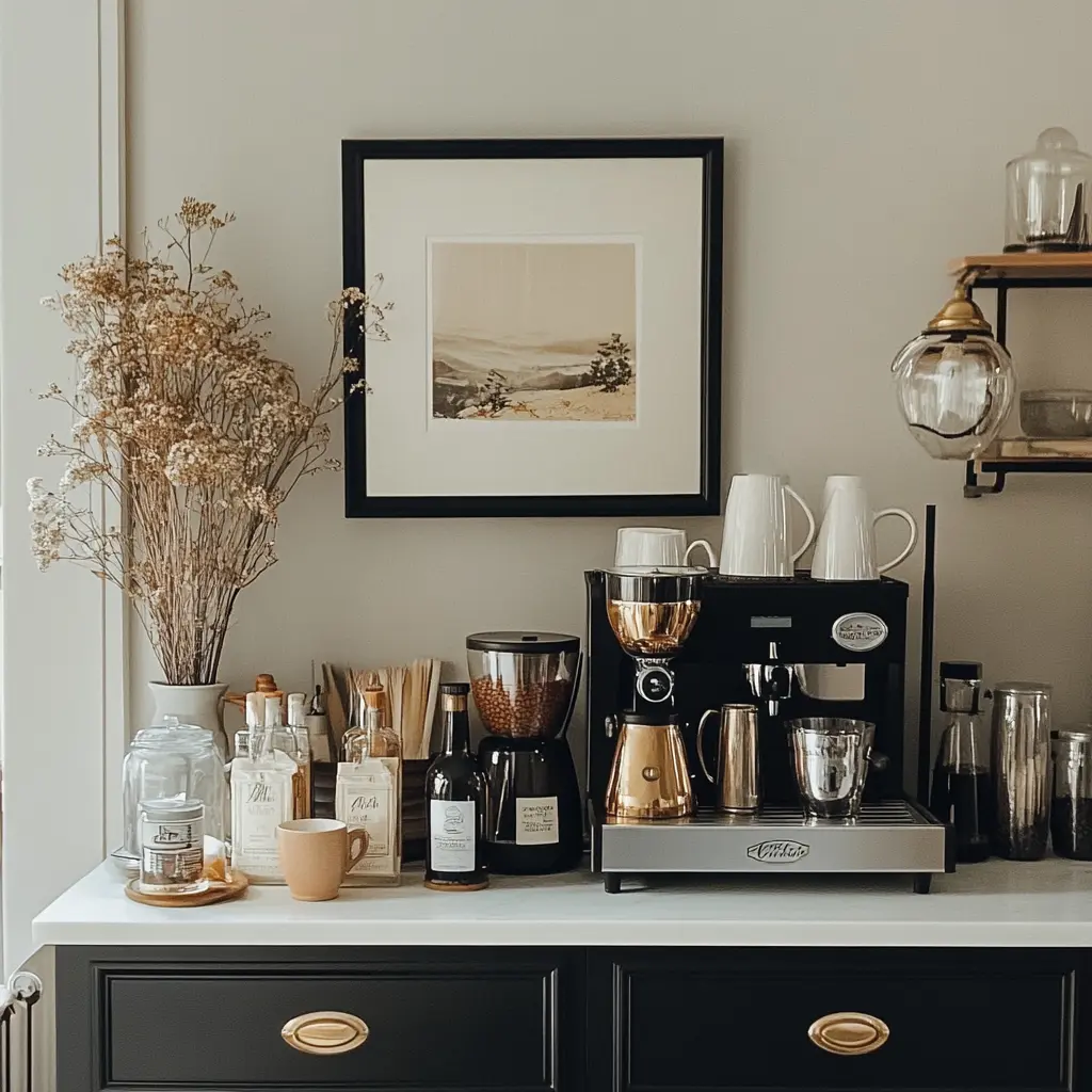 Coffee bar, minimalist, home decore, 