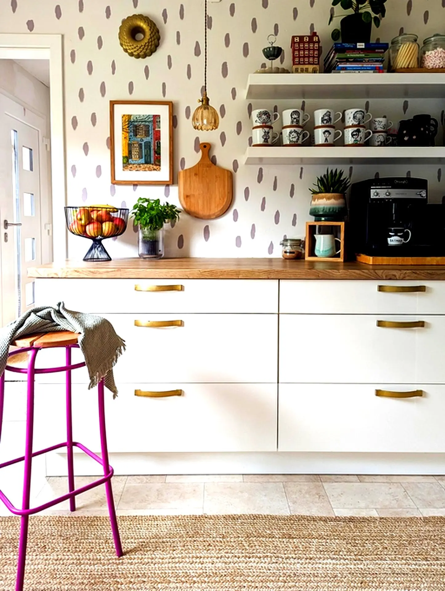Playful and Functional Coffee Station with a Cheerful Vibe